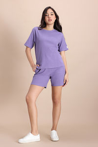 Zivame 2 Mile Fashion Knit Cotton Loungewear Set - Purple Haze — thumbnail 2